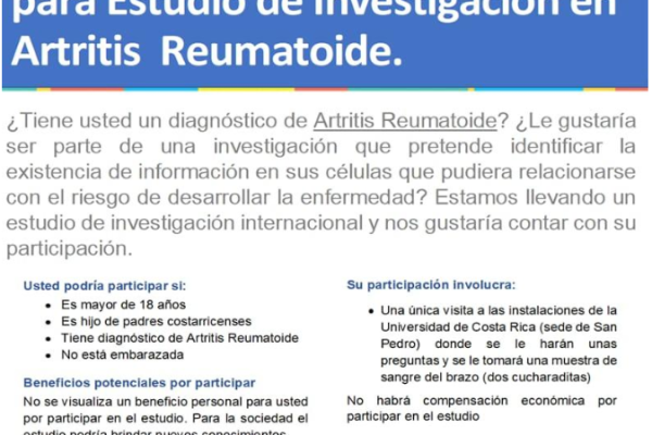 Voluntarios requeridos para estudio de investigación en Artritis Reumatoide